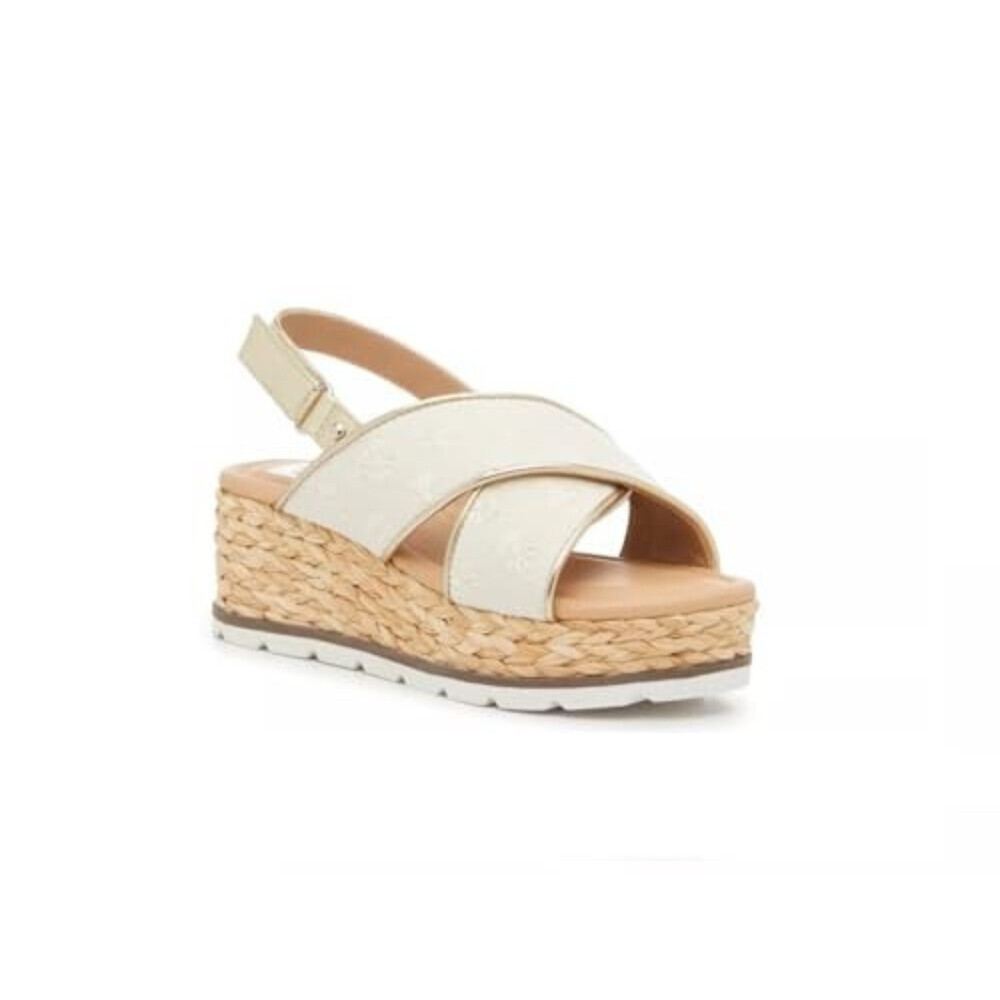 DV Dolce Vita Sandal Kids 5 Cream Criss-Cross Strap Wedge Heel Slingback GAL1982